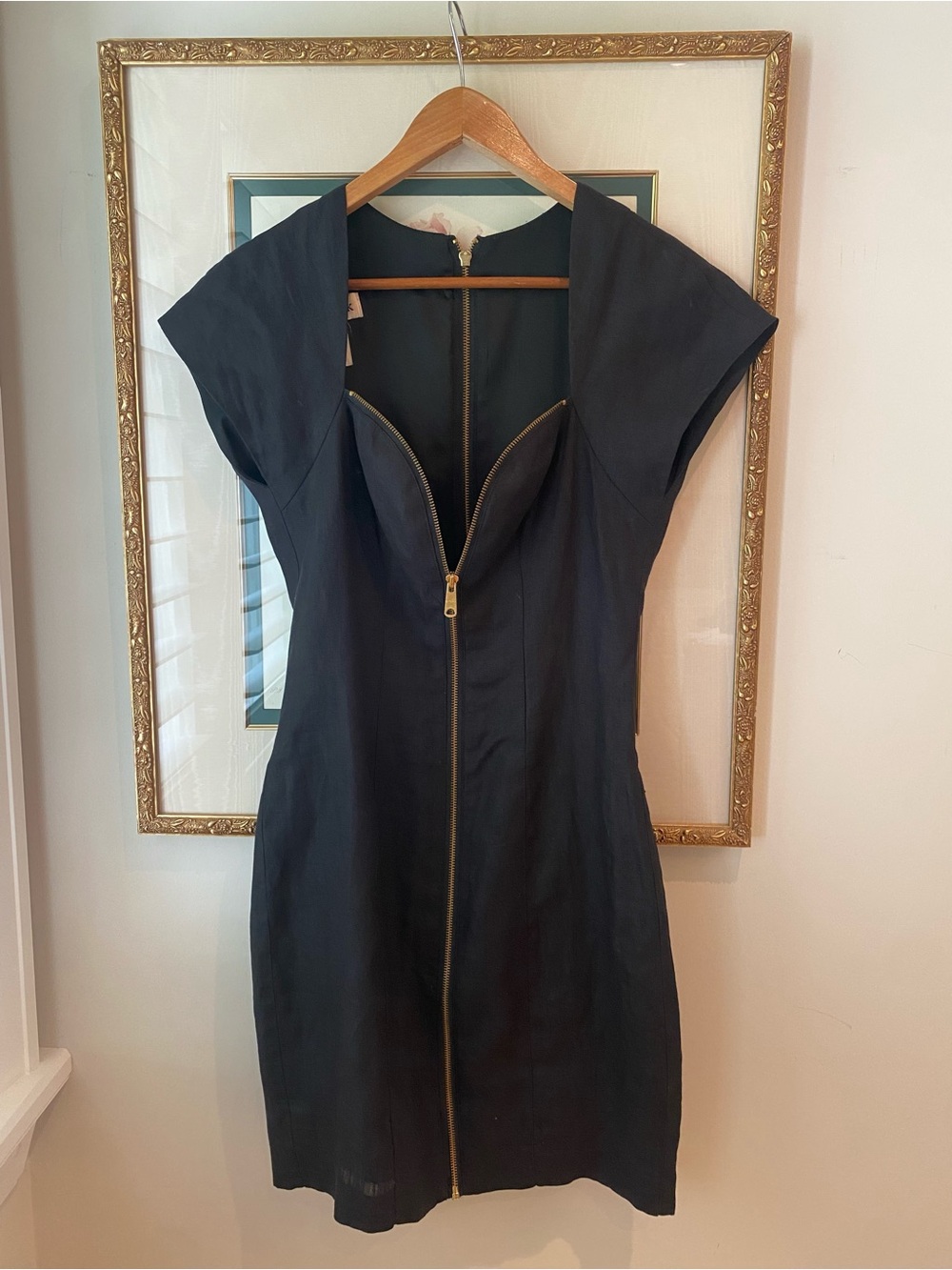Wayne Clark Black Zip-Front Cap-Sleeve Women’s Dress